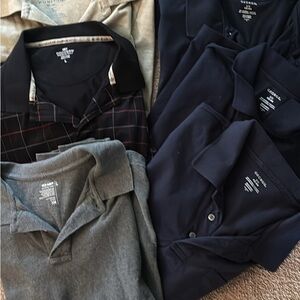 Dockers Men’s Polo Pack — Navy, Gray, Black with Subtle Burgundy Windowpane